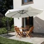 RAUS-VERKAUF, Basic Gartenschirm Rund | 3 m, grau, ecru, marineblau, 60 Stück