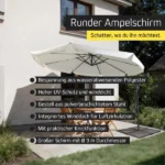 RAUS-VERKAUF, Basic Gartenschirm Rund | 3 m, grau, ecru, marineblau, 60 Stück – Bild 3